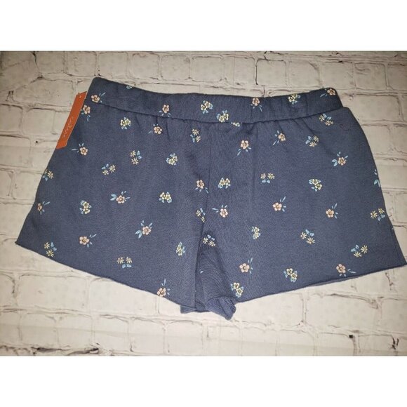COLSIE Womens Size Small Floral Print Blue Raw Hem Soft Fleece Lounge Shorts - Picture 4 of 6